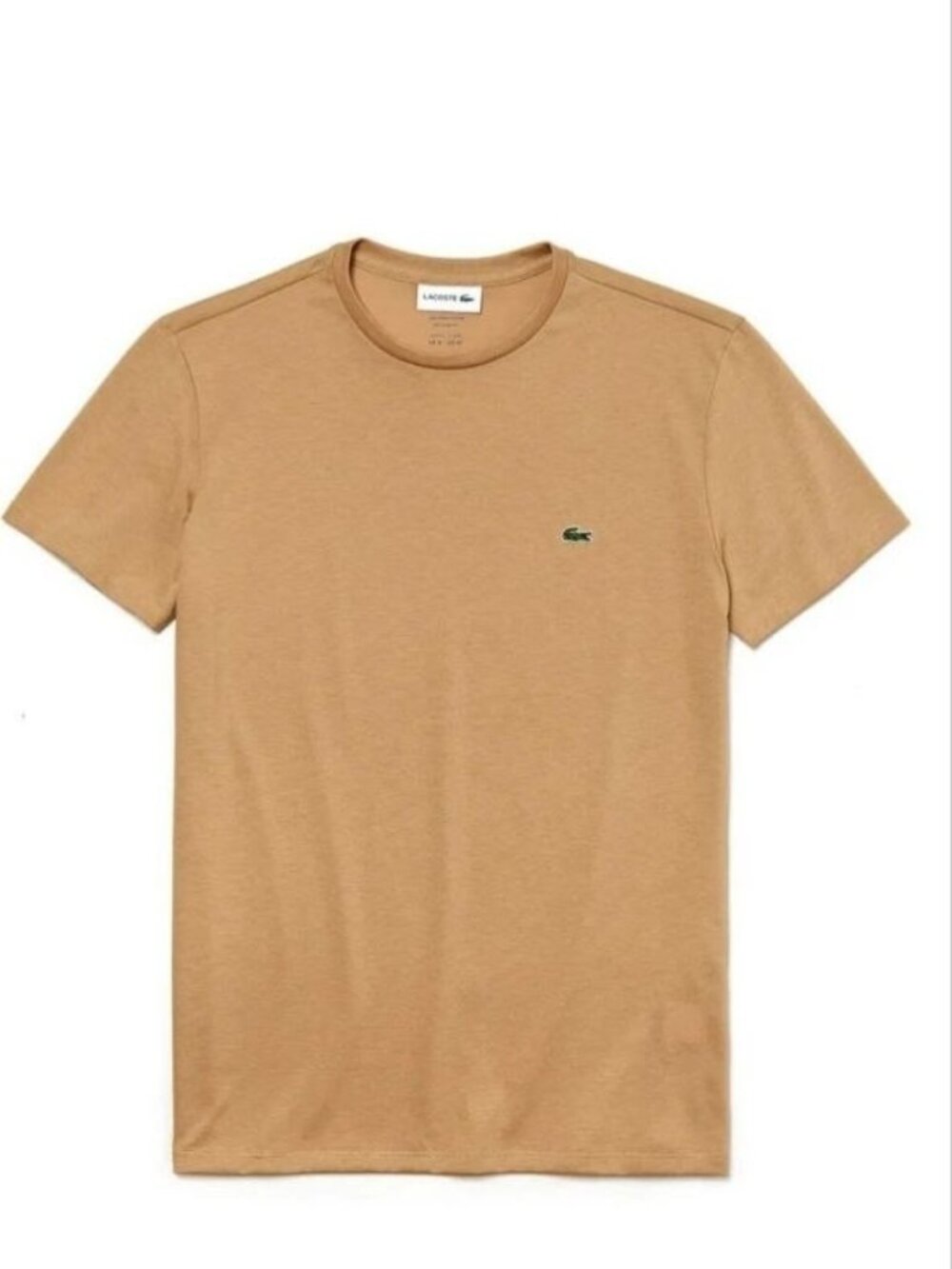 $60 Lacoste Men’s Pima Cotton Crew Neck T-Shirt — Beige Size 2XL, 3XL